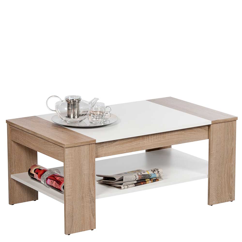 Wohnzimmer Tisch in Weiß & Sonoma-Eiche - Dranico