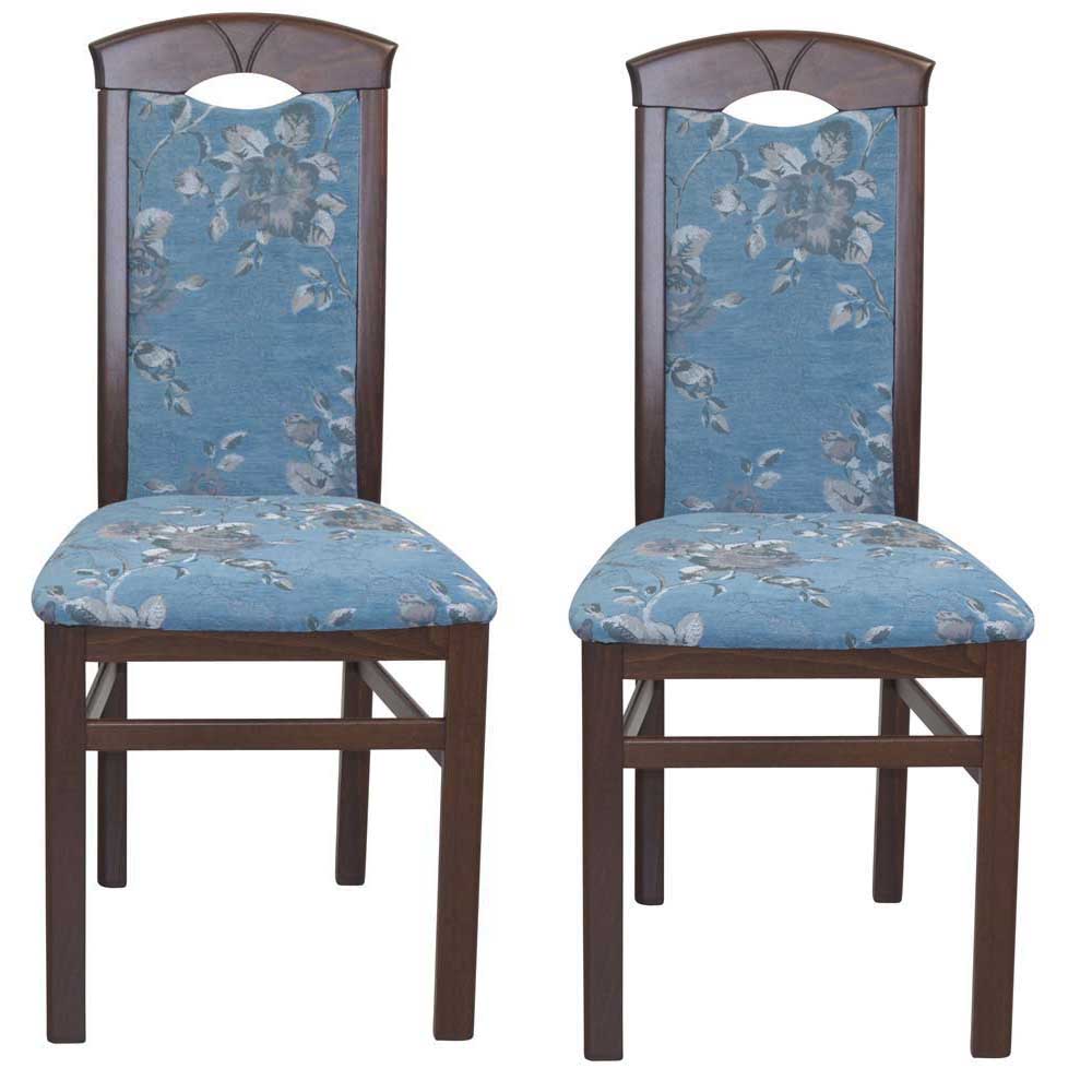 Esszimmerstühle in Blau mit Muster - Cynthia (2er Set)