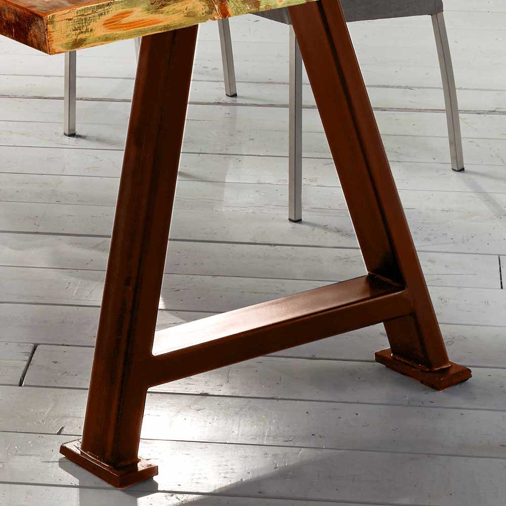 Esszimmer Designtisch mit A-Beinen in Braun Metall - Estaguma
