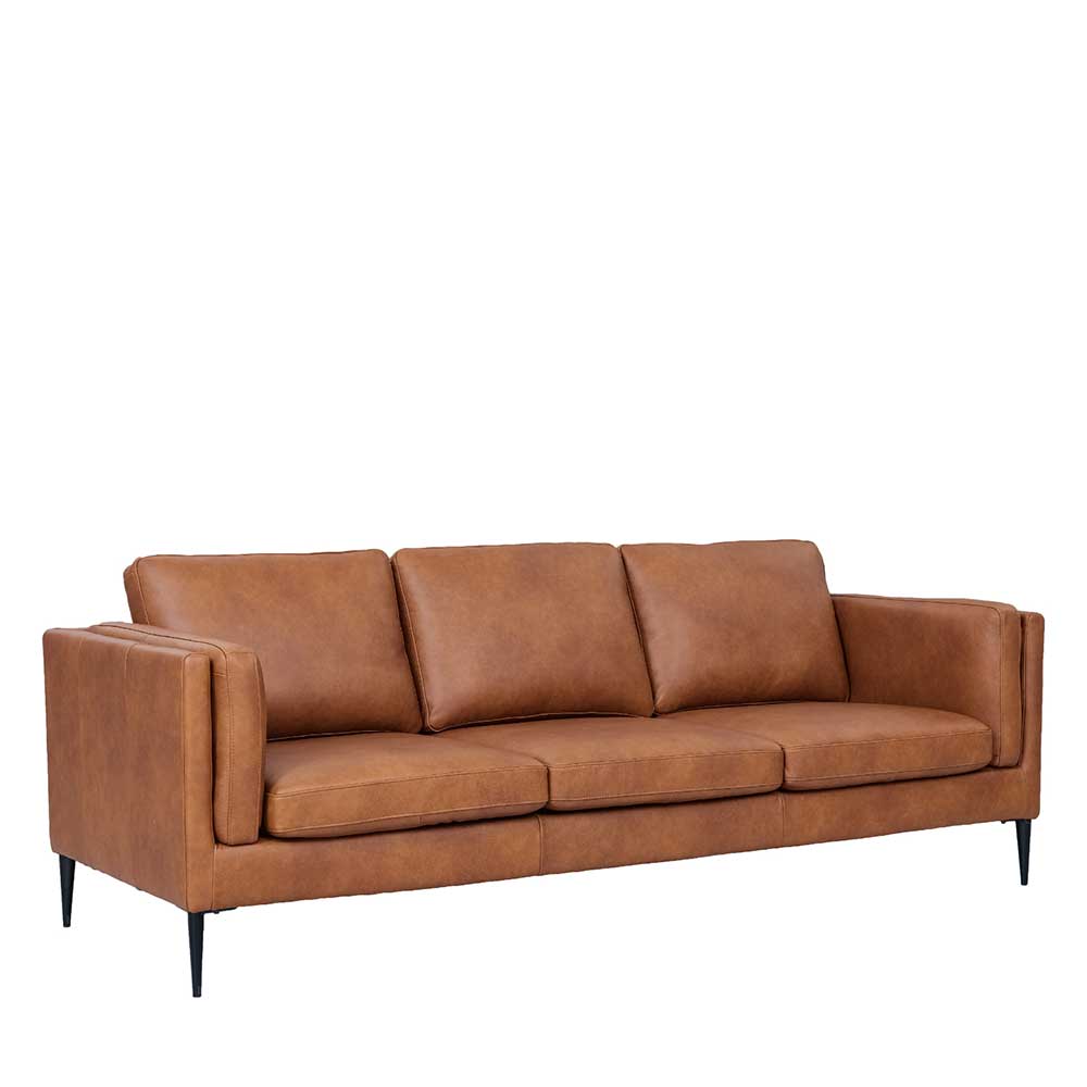 Sofa in Leder Cognac Braun - Lespavo