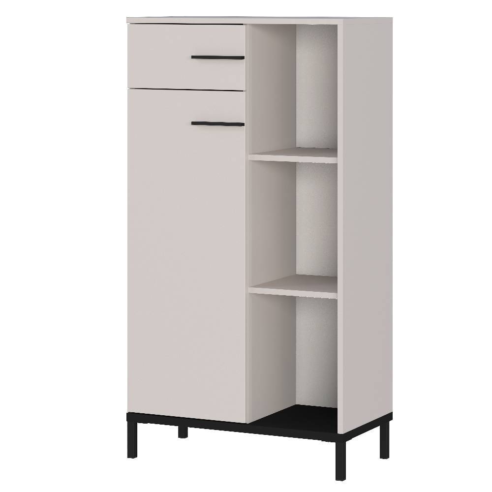 Office Highboard in Hellgrau mit Schwarz - Gidius