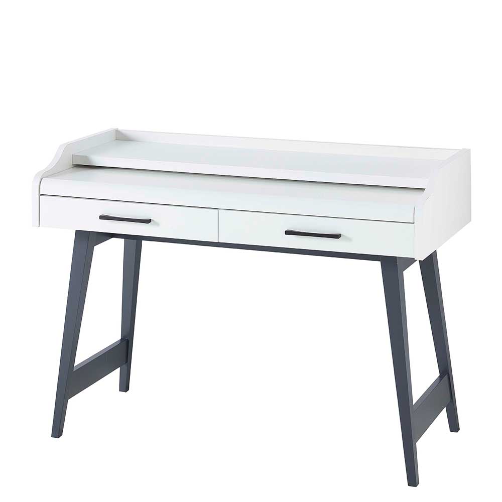 120x50 Schreibtisch in Weiß & Dunkelgrau - Akura