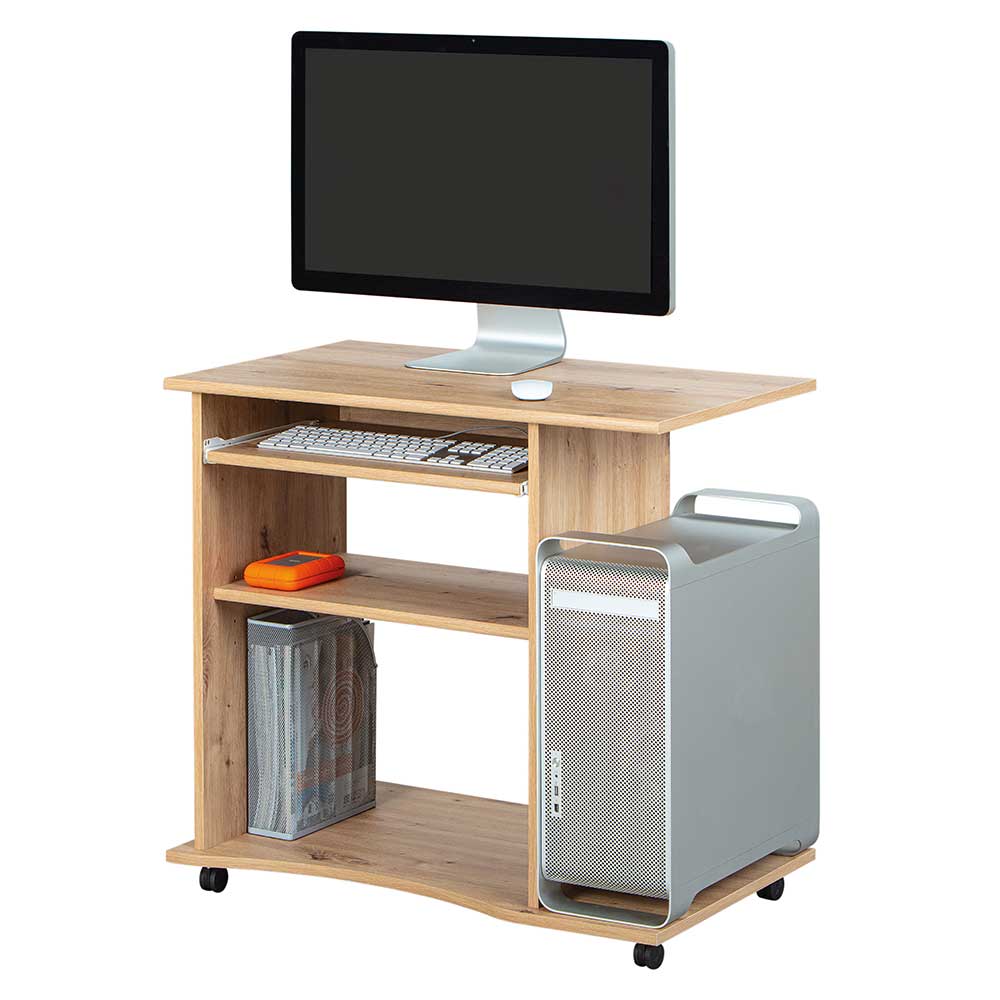 80x76x50 Computertisch auf Rollen mit Towerfach - Cuba
