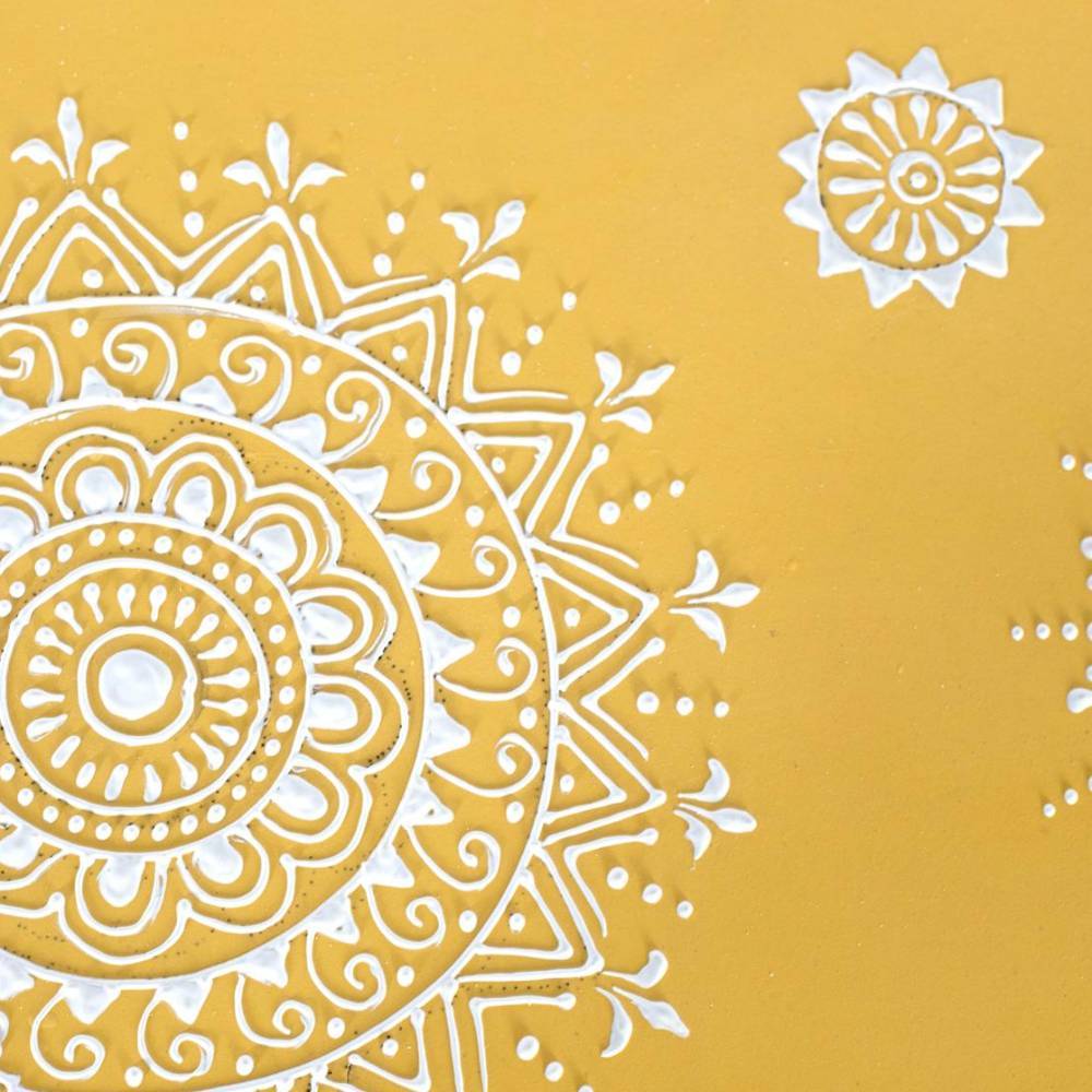 Boho Kommode in Gelb und Weiß - Witenga
