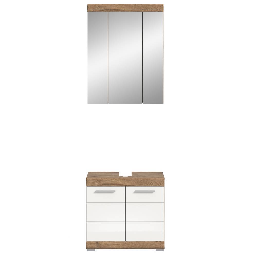 Waschbeckenschrank und Spiegelschrank Set - Exmonda (zweiteilig)