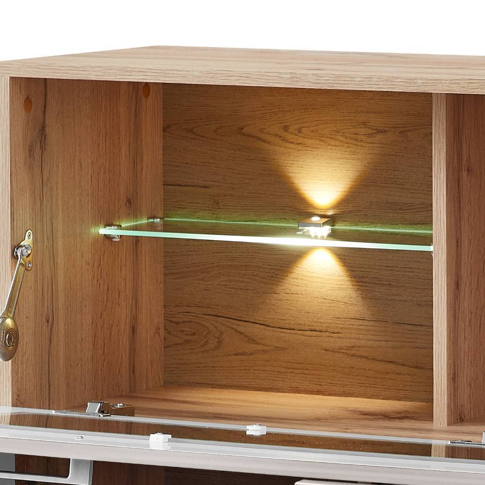 Barschrank in Altholz Optik und Mattgrau - Gemta