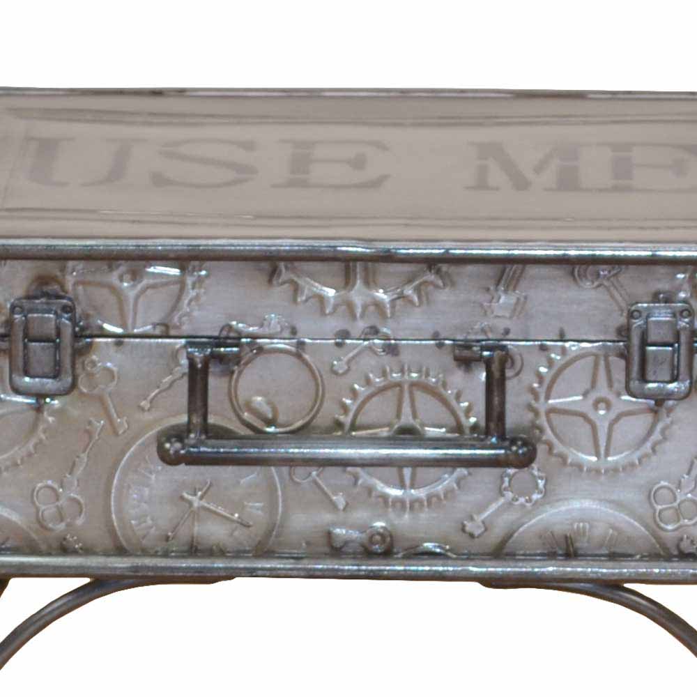 Metall Truhentisch im Koffer Design mit Print Magic Industry Style