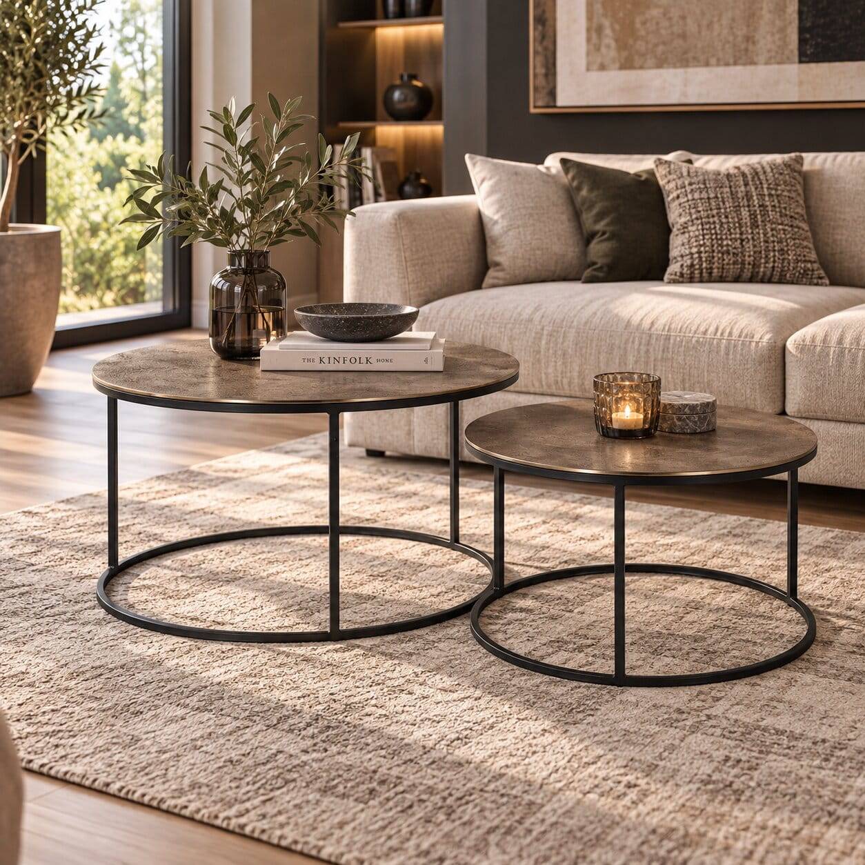 teppich günstig rund MY STYLE - beige - - Ø 120 cm Kurzflor teppich