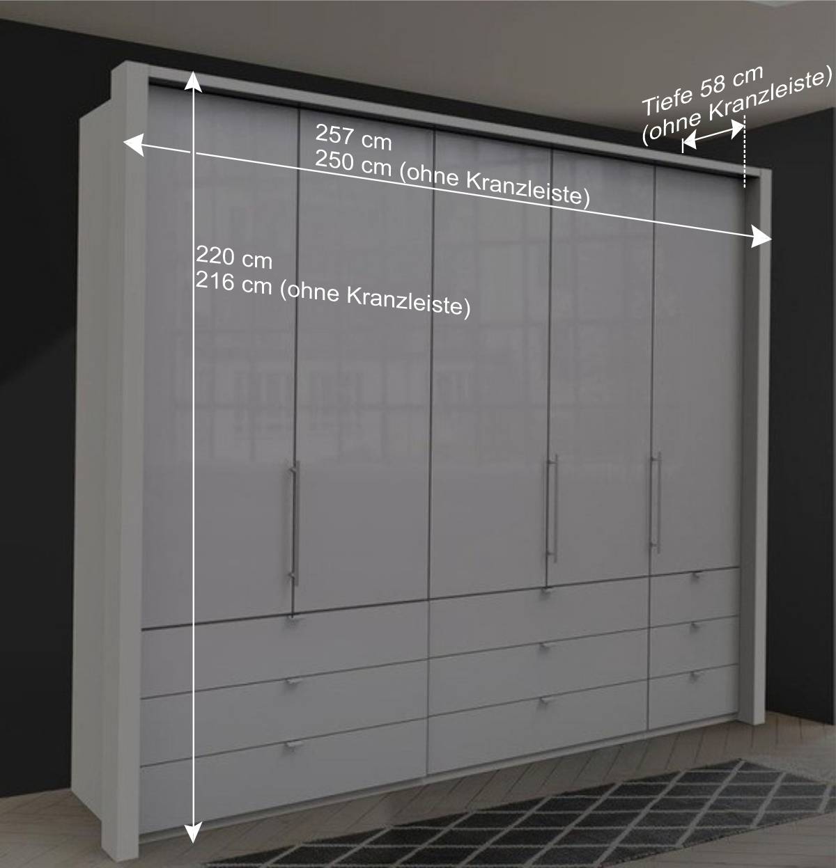Weißer Schrank für Kleidung mit Glas Front - Dolienca