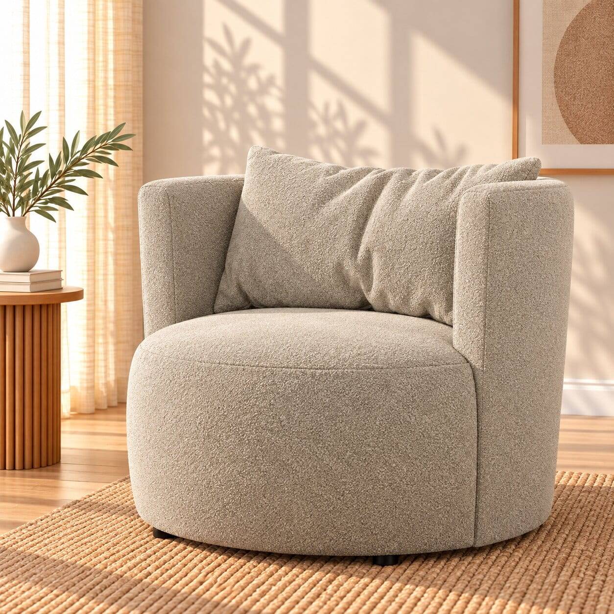 Gemütlicher Polstersessel in Beige Boucle - Capella