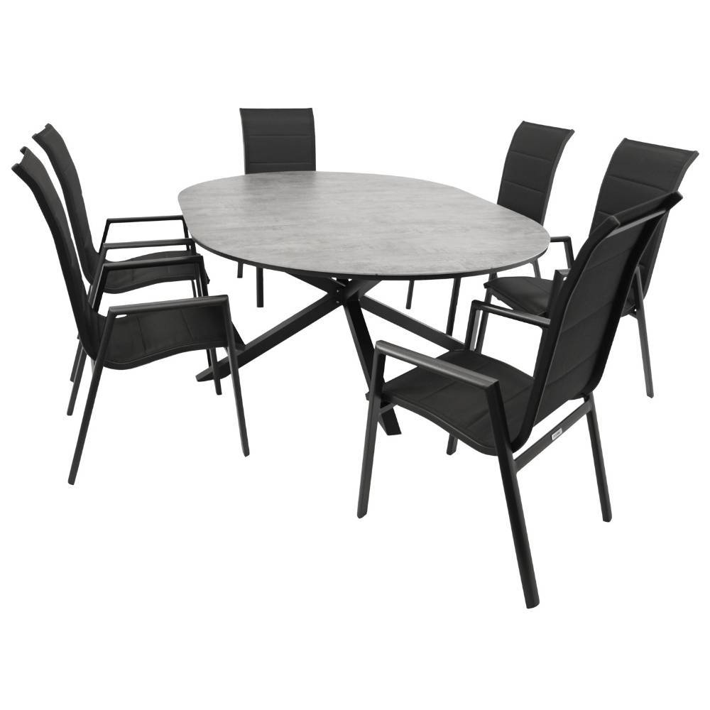 Garten-Ausziehtisch und Gartensessel Set - Vamistado (siebenteilig)