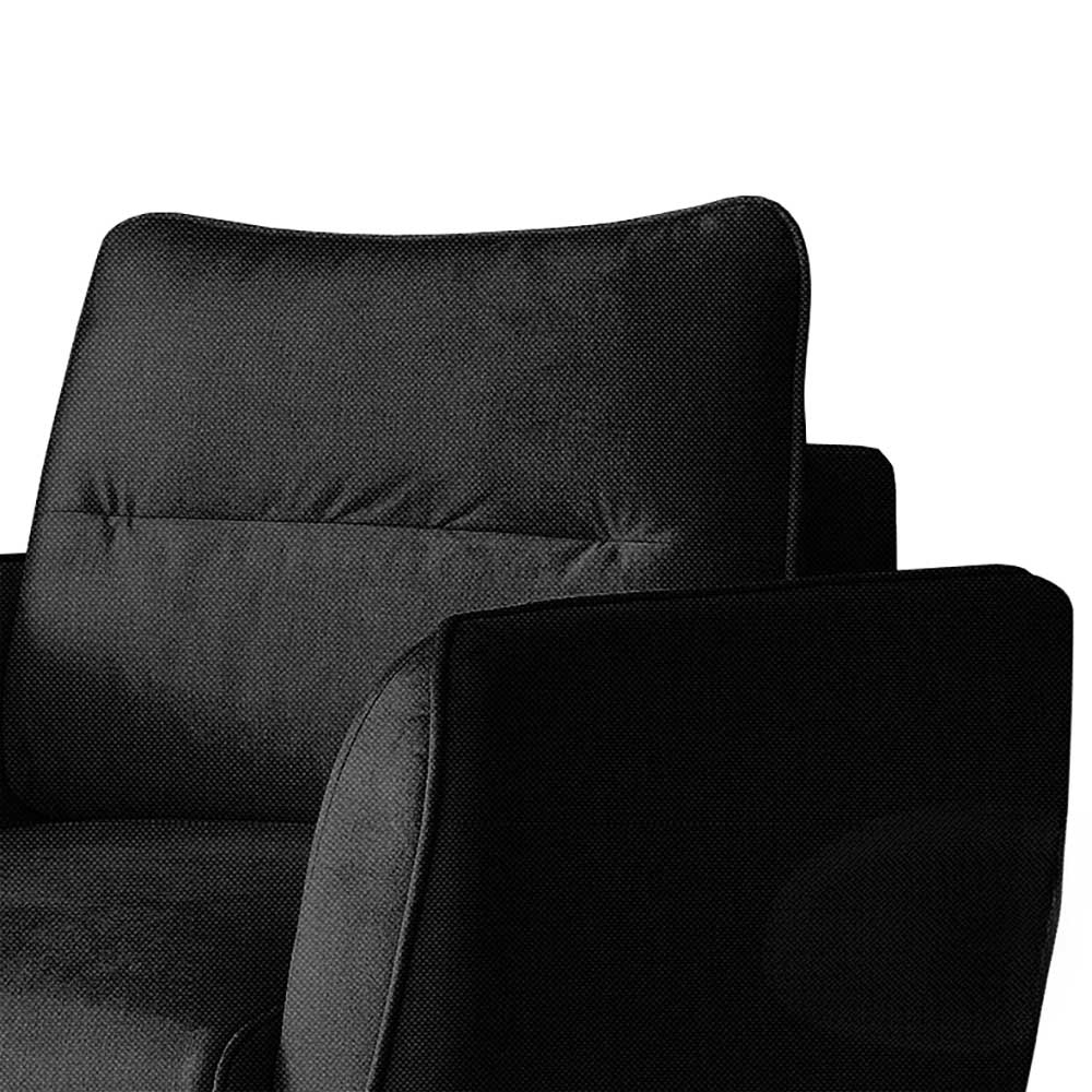 Wohnzimmer Sessel aus meliertem Webstoff in Schwarz - Mirono