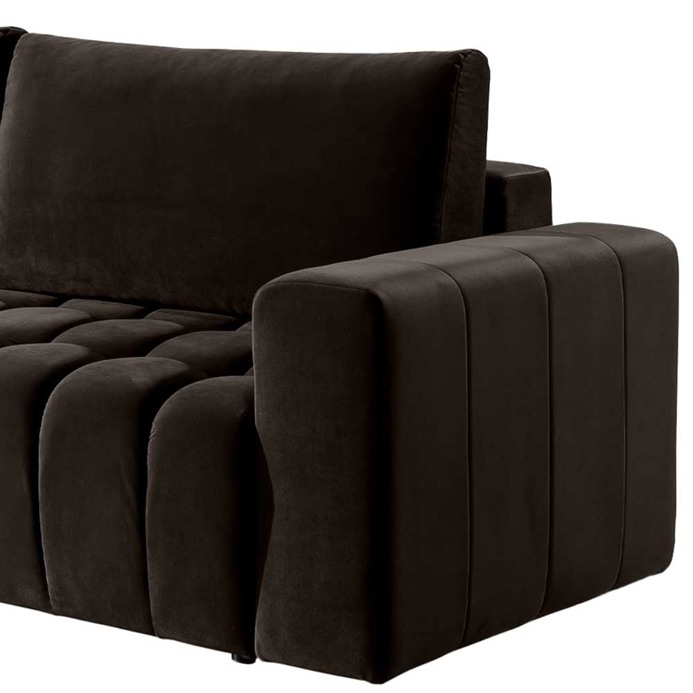 3er Wohnzimmercouch aus Samt Dunkelbraun - Ladwica