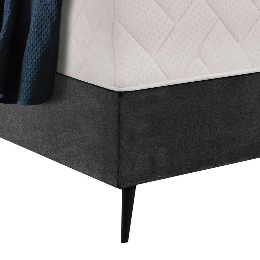 Boxspring Bett in Dunkelgrau Velours - Gaddy