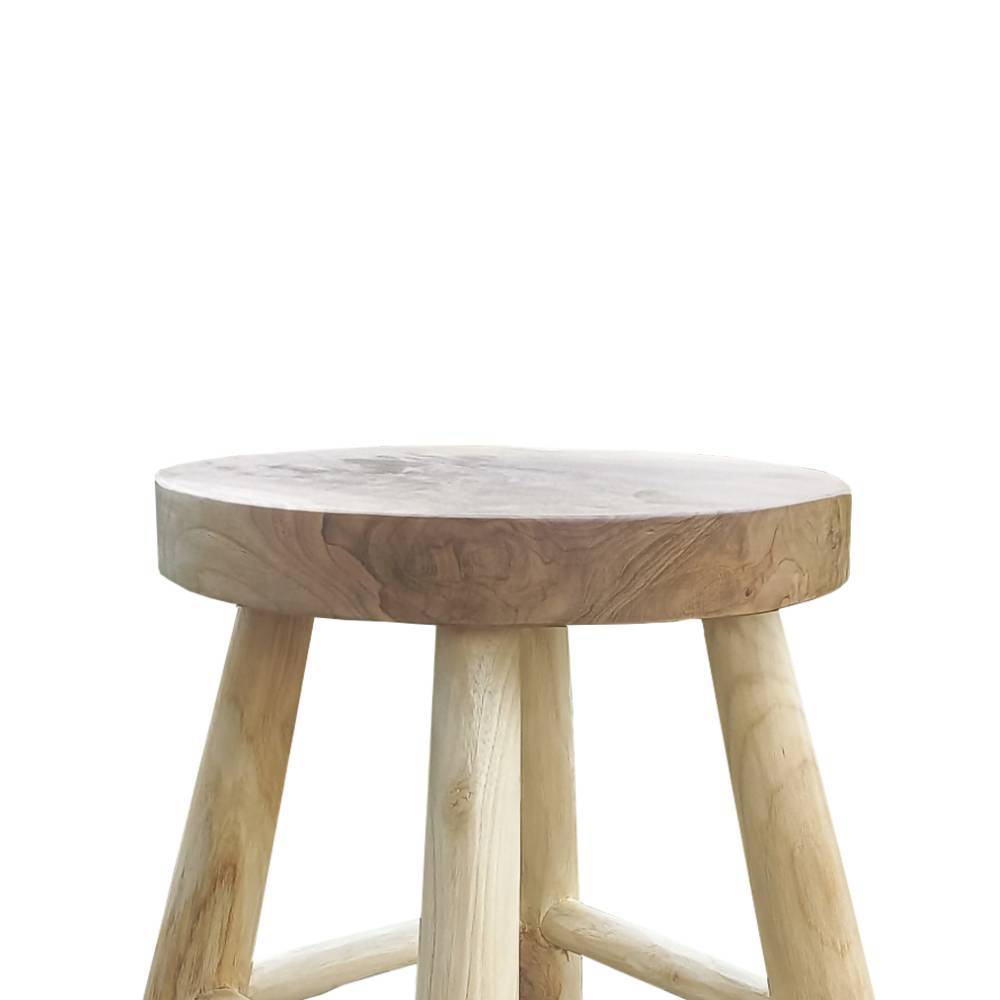 Runder Sitzhocker aus Teak Massivholz - Tepico
