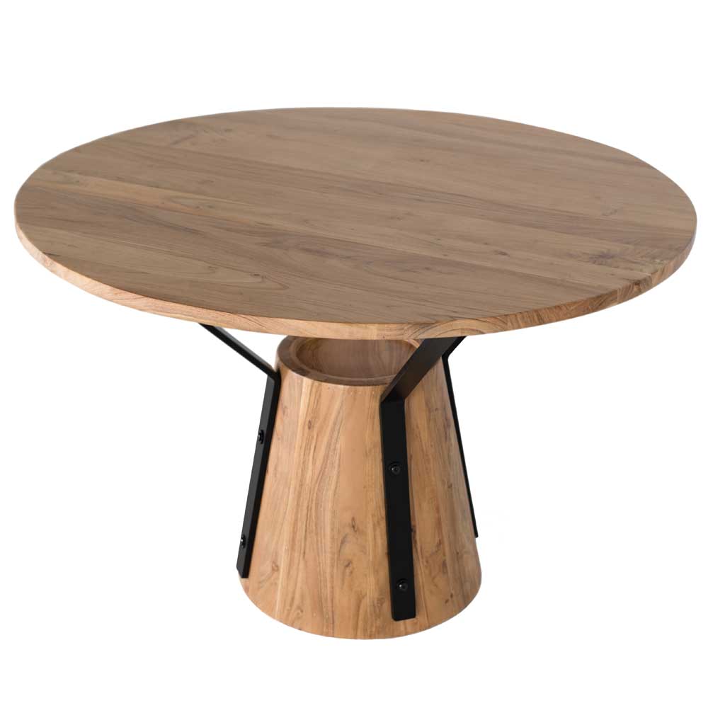 116 cm runder Tisch aus Mangobaum Massivholz - Lamedda