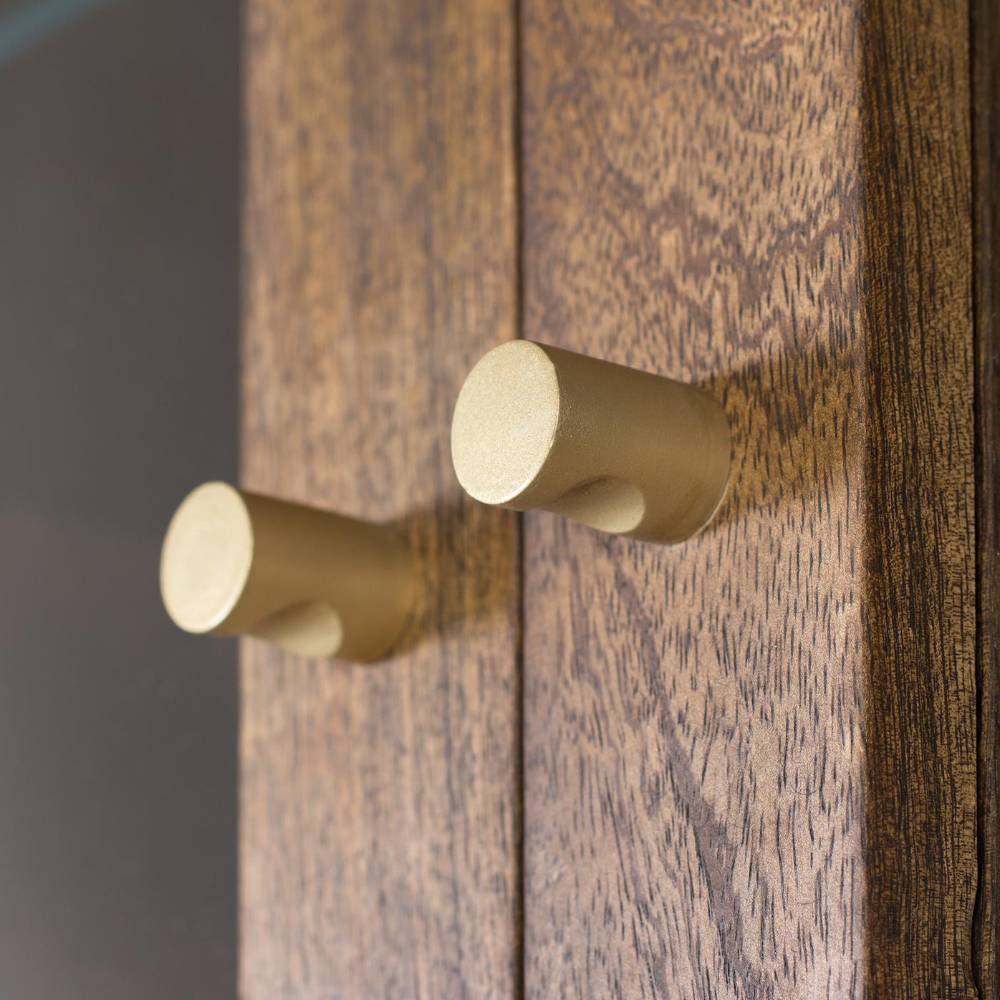 Design-Vitrinenschrank in Walnussbraun und Gold - Rasimo
