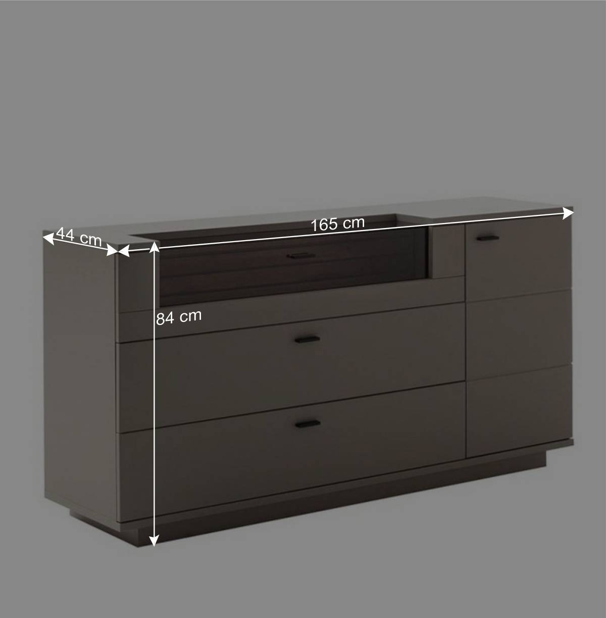 Sideboard in Grau mit Wildeiche - Teorina