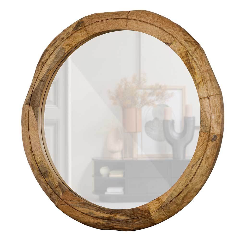 Runder Spiegel mit rustikalem Holzrahmen - Zaotrado