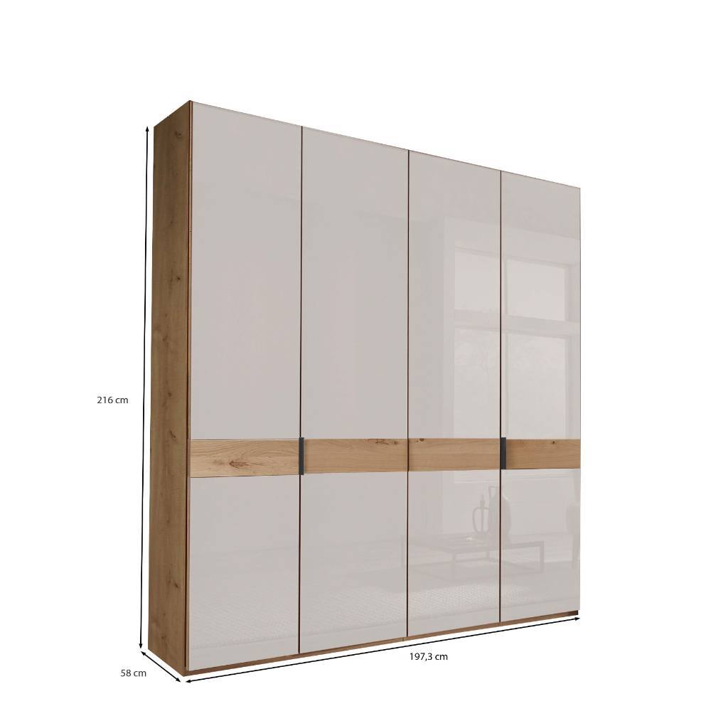 4-türiger Kleiderschrank mt weißer Glasfront - Crucav