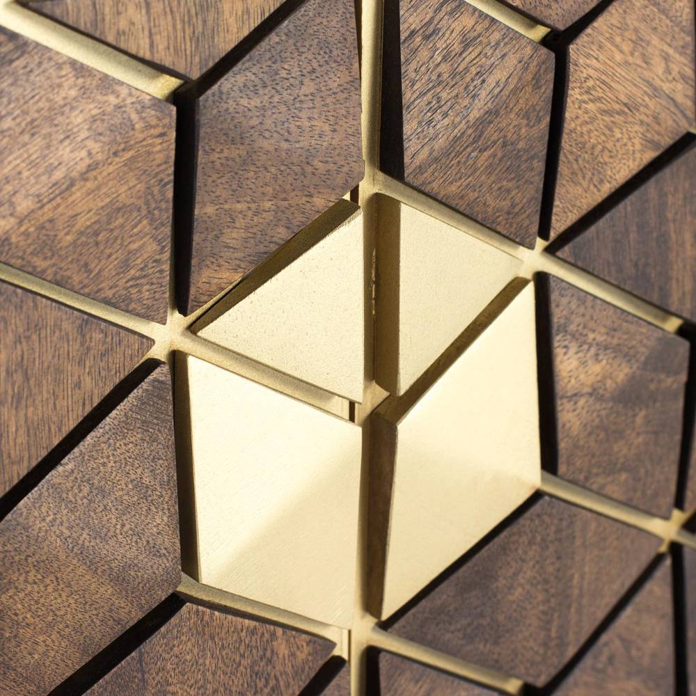 Design-TV-Board in Walnuss und Gold - Rasimo