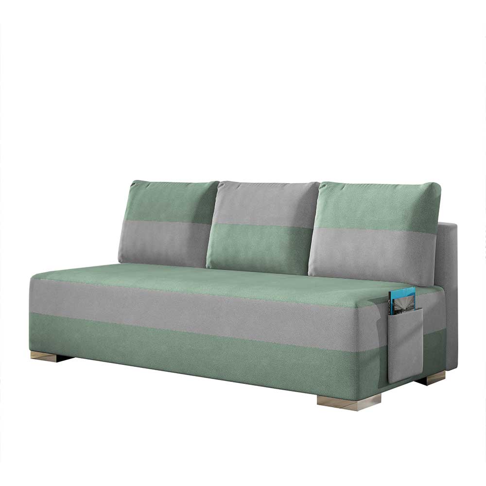 Federkern-Schlafsofa in Hellgrau und Hellgrün - Lenara