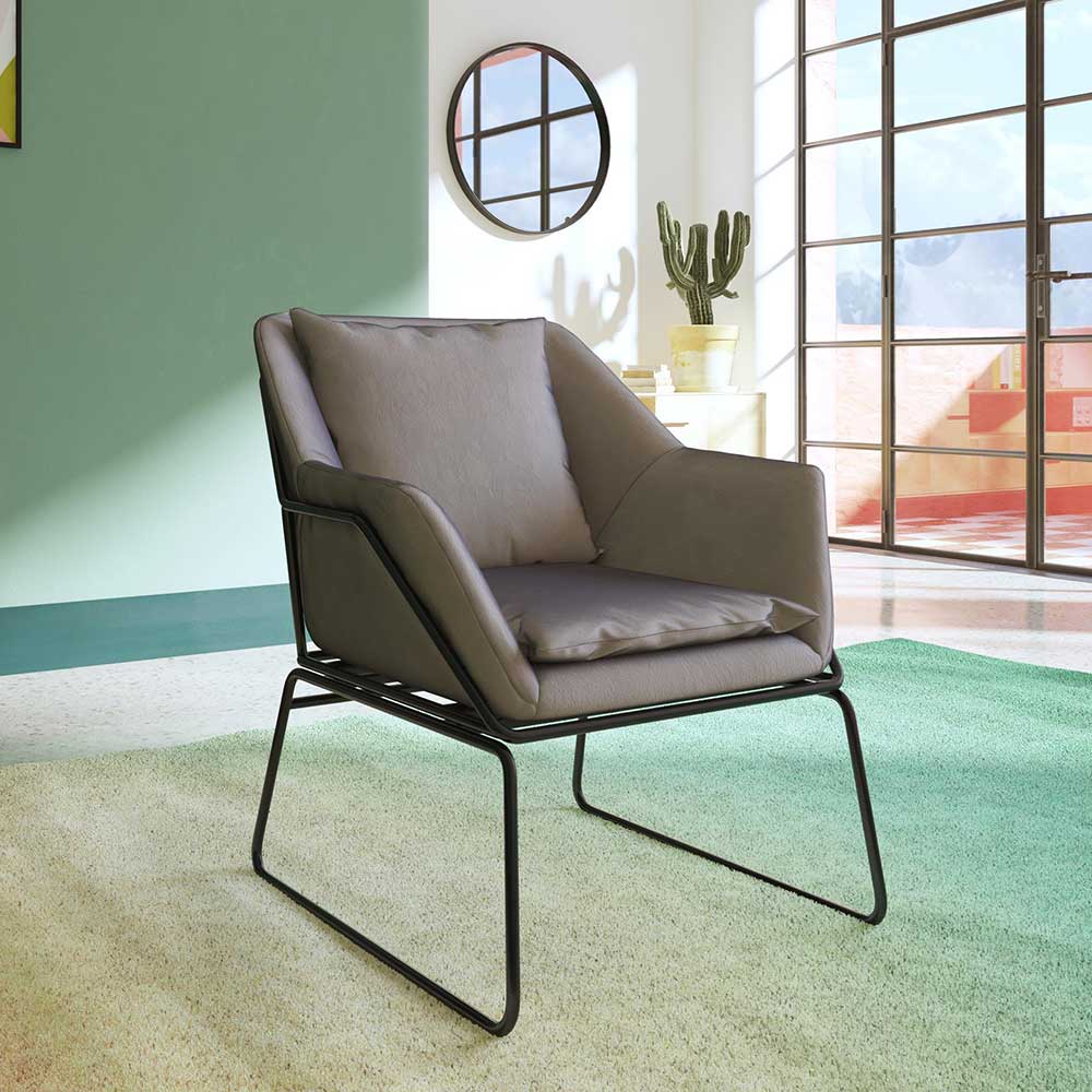 Loft Style Sessel in Grau Samt - Maric