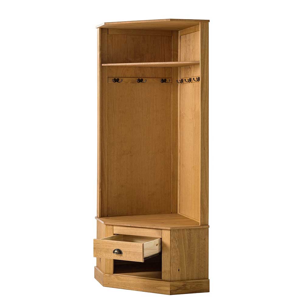 Eckgarderobe in Kiefer Natur - Kumico