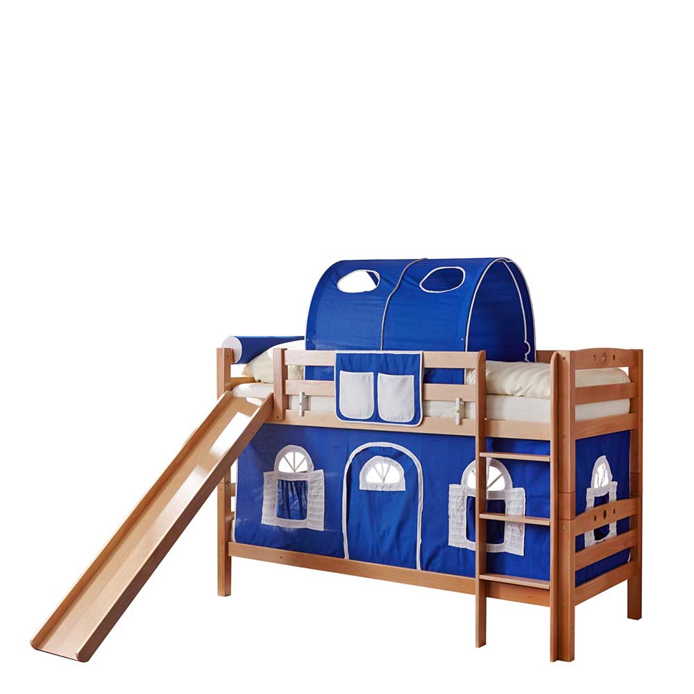 Kinder Etagenbett mit Rutsche aus Buche - Plentios