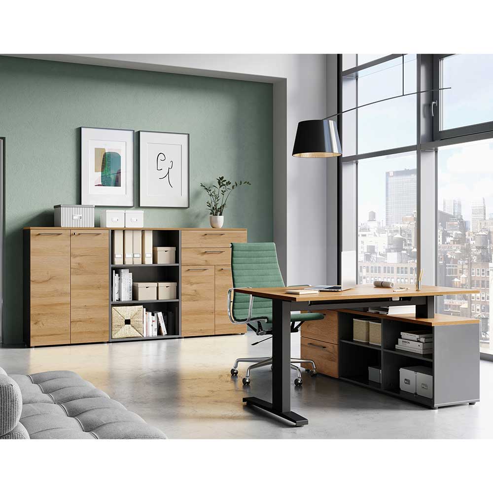 Büro Möbel Kombination zweifarbig - Ovgunia (vierteilig)