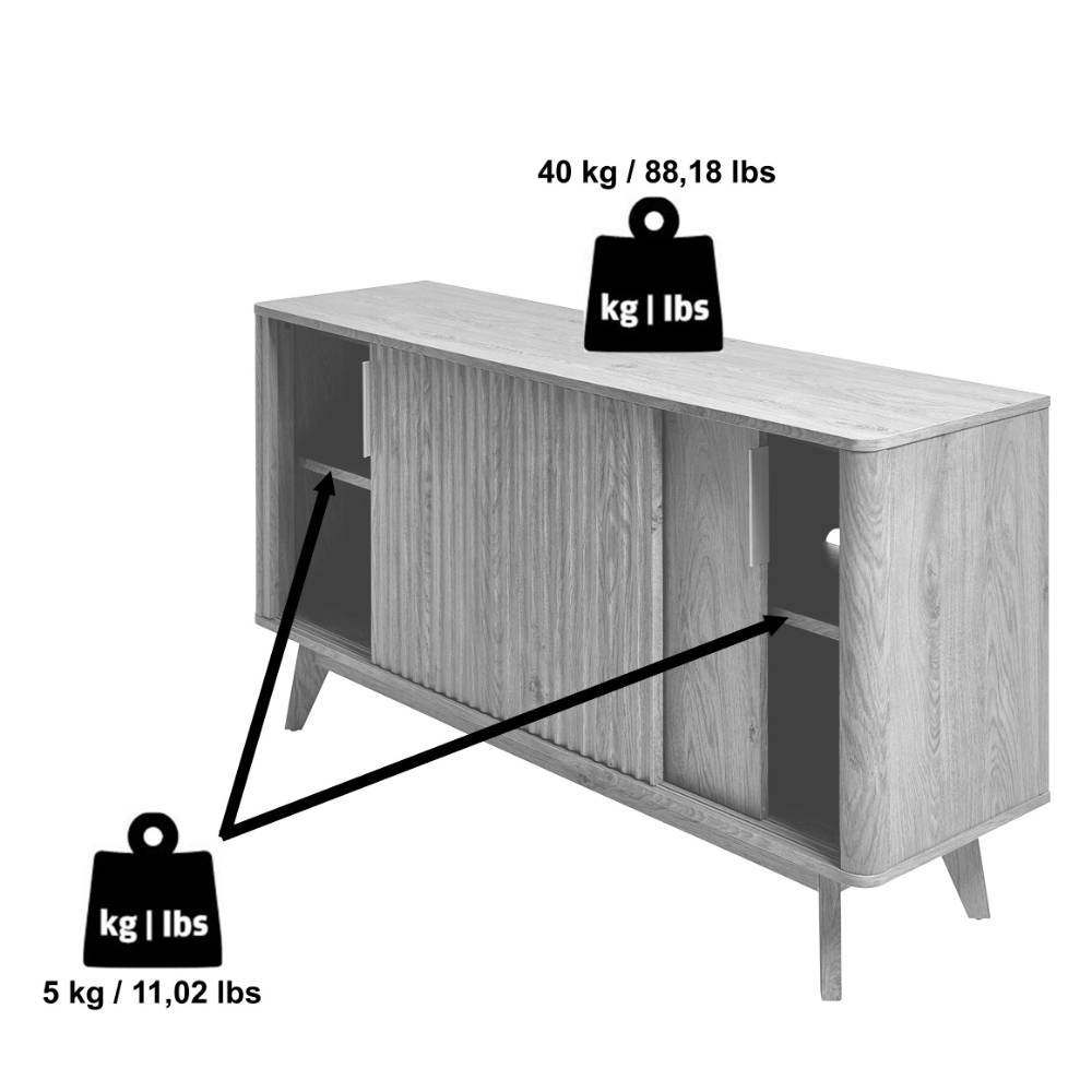 Schiebetüren-Kommode in Holzoptik Eiche - Standing