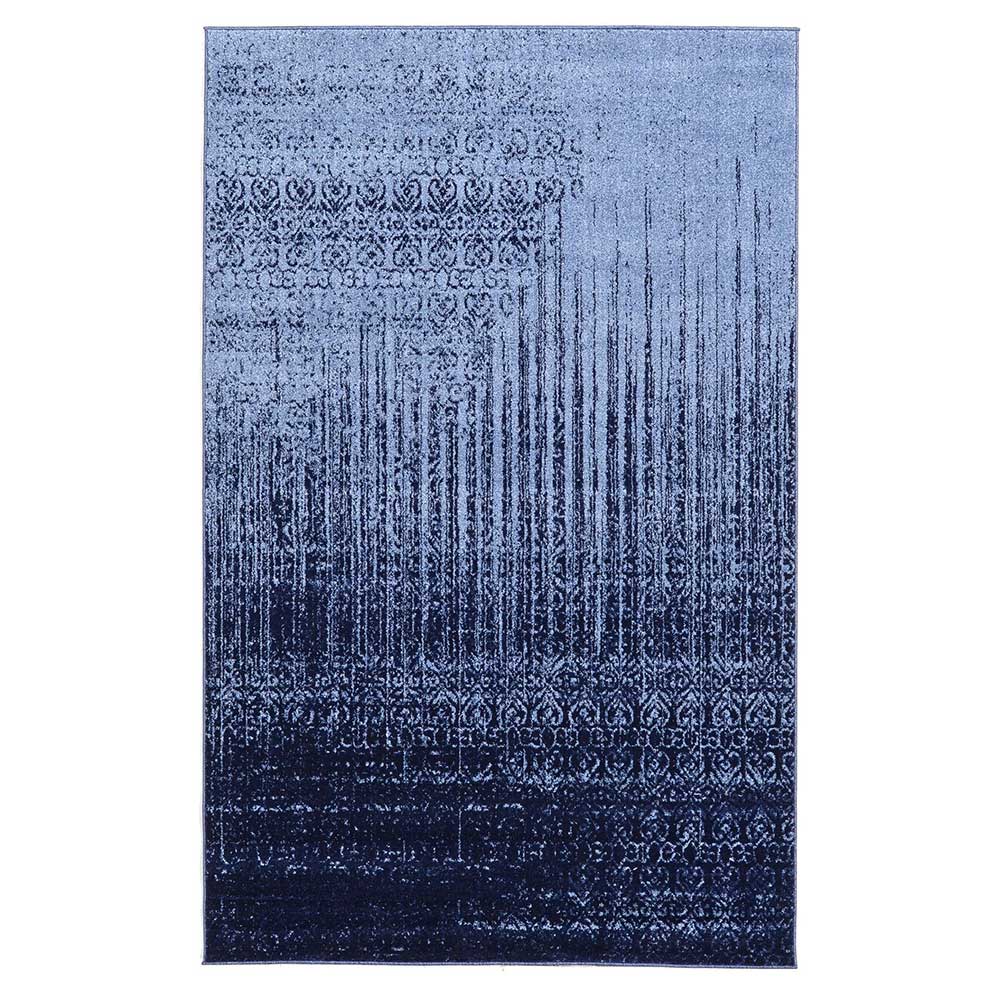 Teppich in Hellblau und Dunkelblau mit Muster - Tarquinia