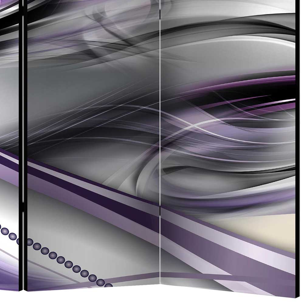 Paravent mit Print in Grau & Violett - Mezzo