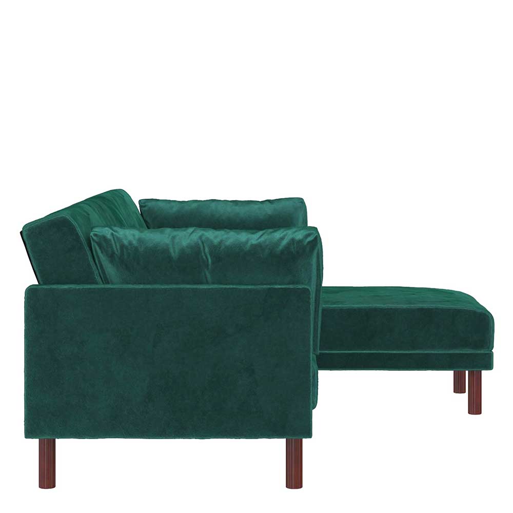 L-Sofa mit Schlaffunktion aus grünem Samt - Oladan