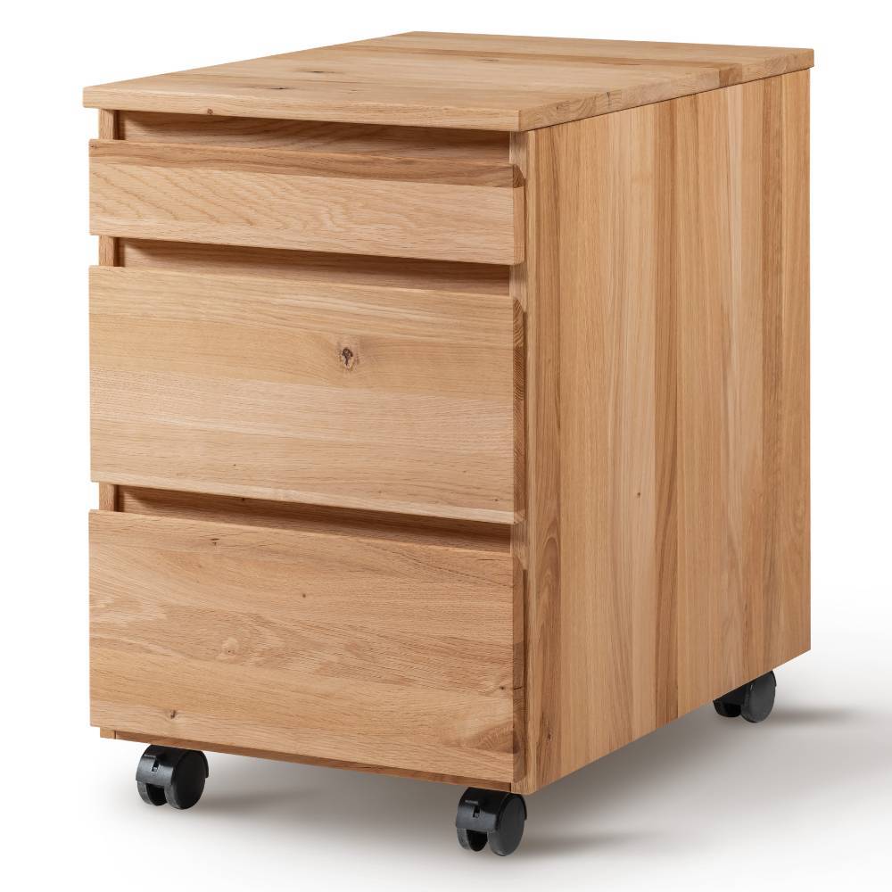 Schreibtisch Rollcontainer aus Eiche Massivholz - Calexia