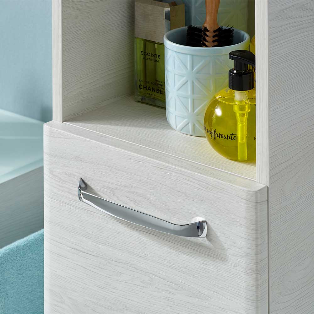 Bad Hochschrank in Eiche Weiß Holzdekor - Smaranda