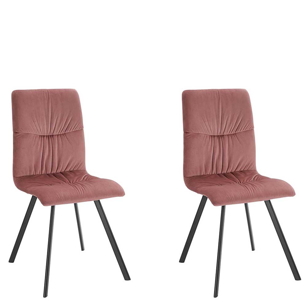 Stühle in Altrosa Samtstoff - Henvic (2er Set)