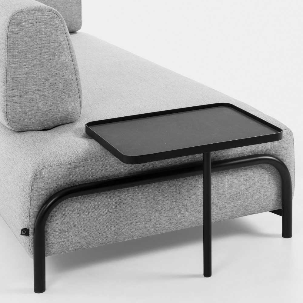 Hellgraue Couch mit Anstecktisch - Fridola