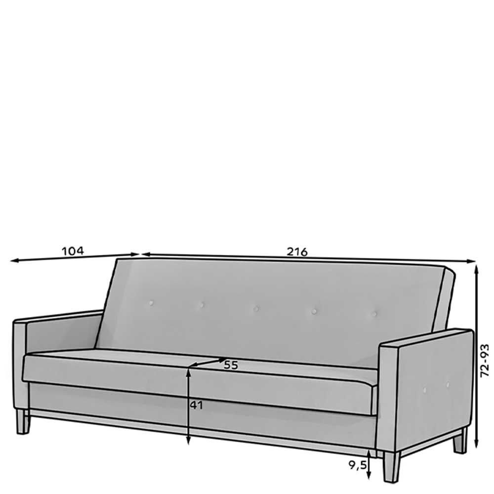 Schlafcouch in Hellgrau Chenillebezug - Uclavera