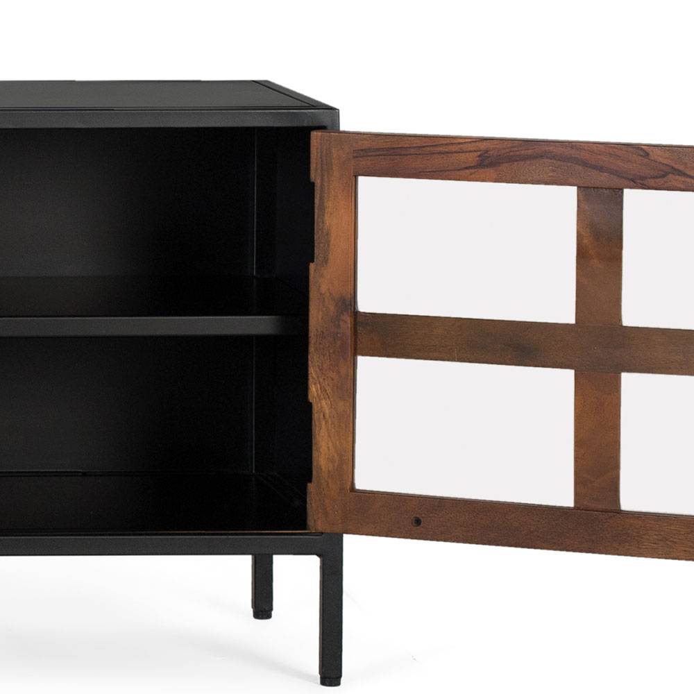 Industrial TV Kommode mit Glastüren - Hayato
