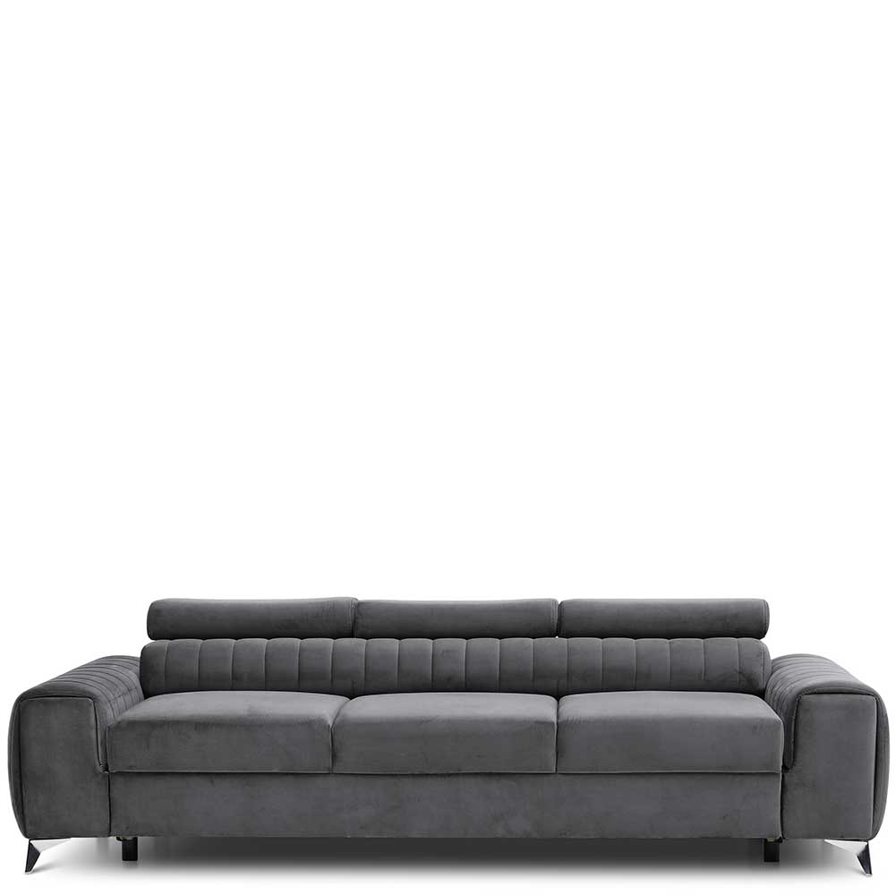 Federkernsofa in Dunkelgrau Velours - Streeter