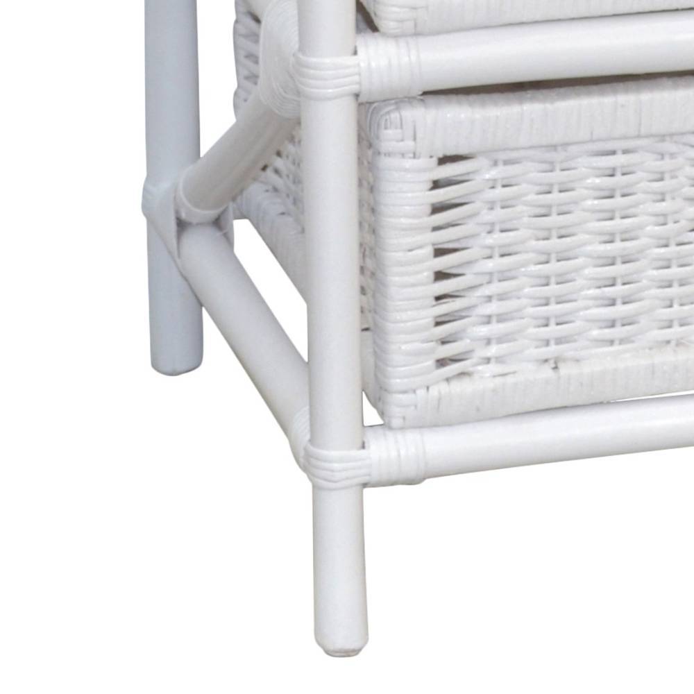 Rattan-Badezimmer-Kommode in Weiß lackiert - Ashron