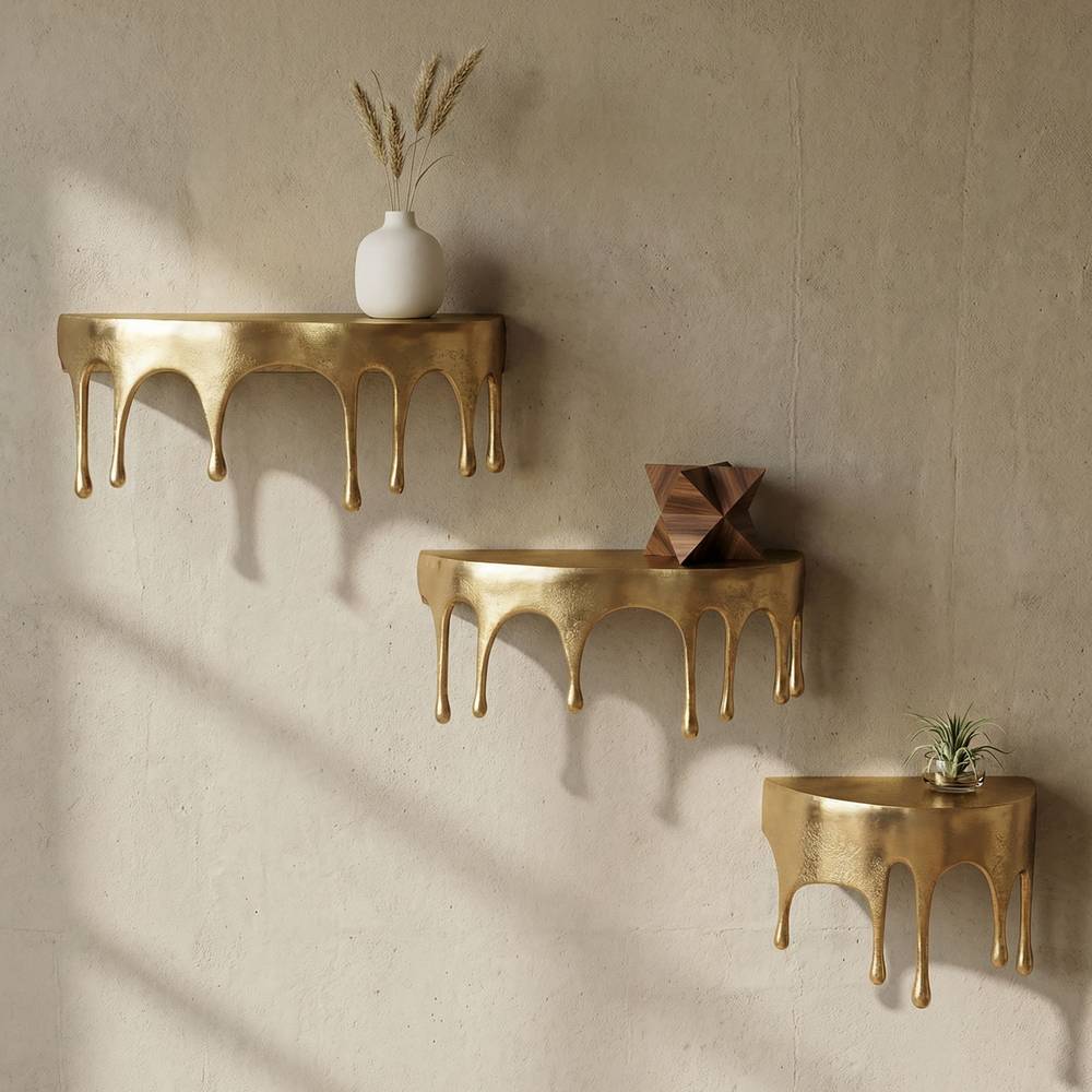 Alu Wandboard Trio in Gold - Maraga (dreiteilig)