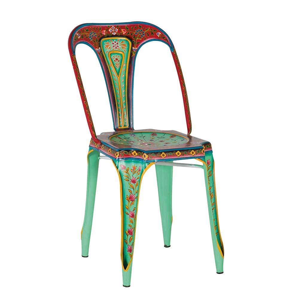 Design Metallstühle Bunt - floral gemustert - Numento (2er Set)