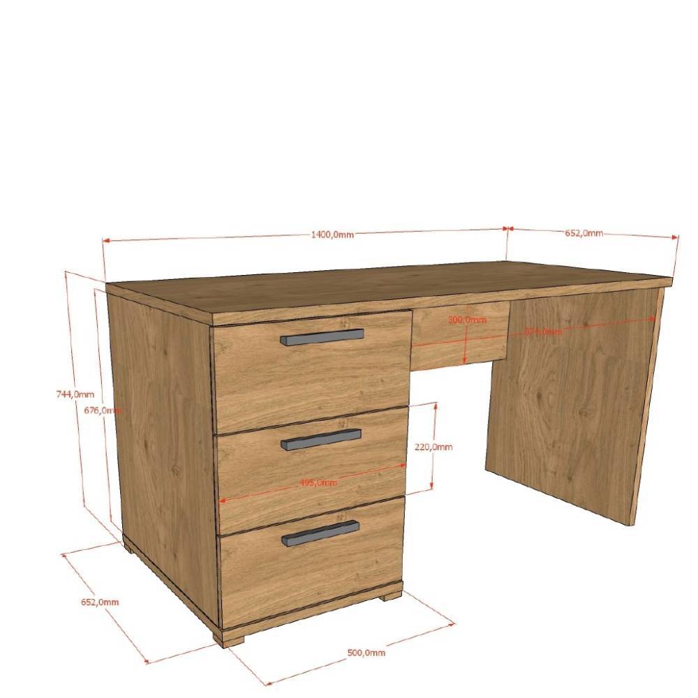 Schreibtisch Maße und Abmessungen in heller Holzoptik Eiche für das Arbeitszimmer – Choice