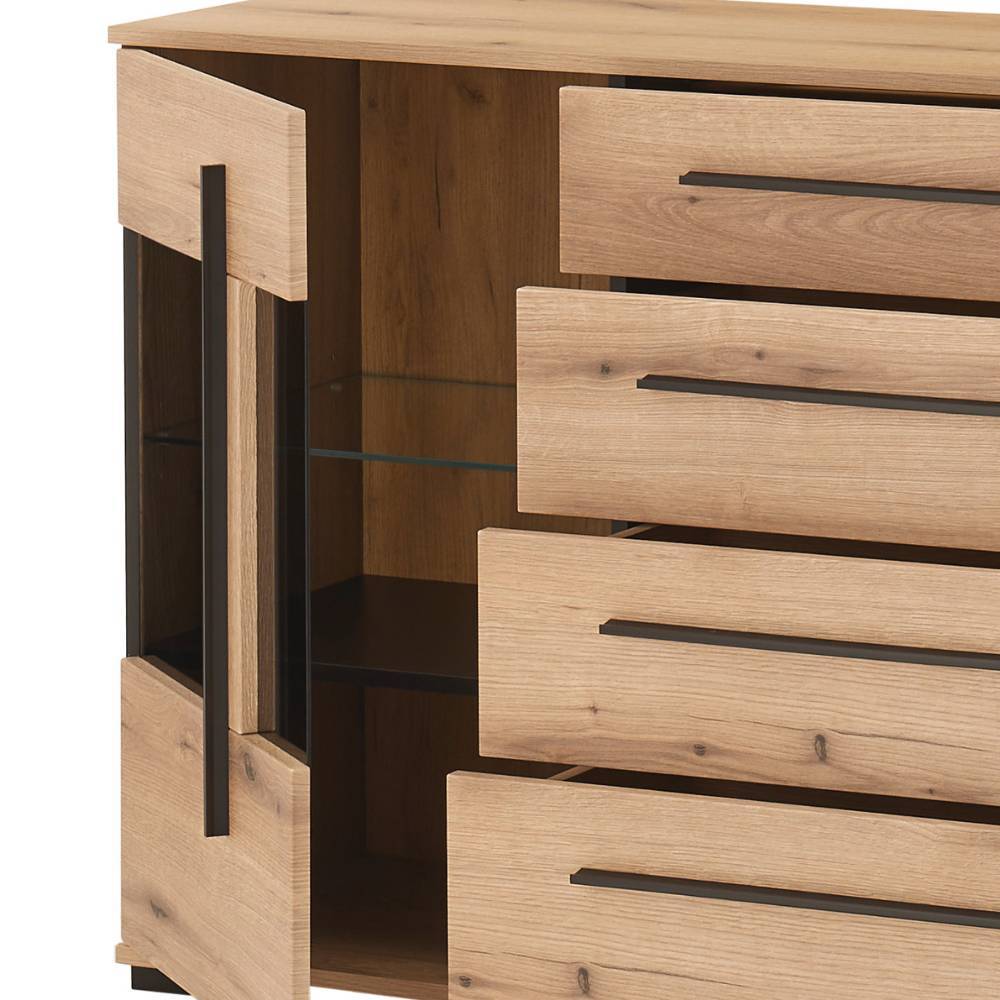 200 cm Sideboard mit Glaseinsätzen - Brocus