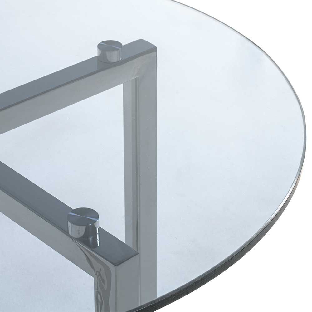 Runder Rauchglas Beistelltisch mit Bügelgestell - Teranim