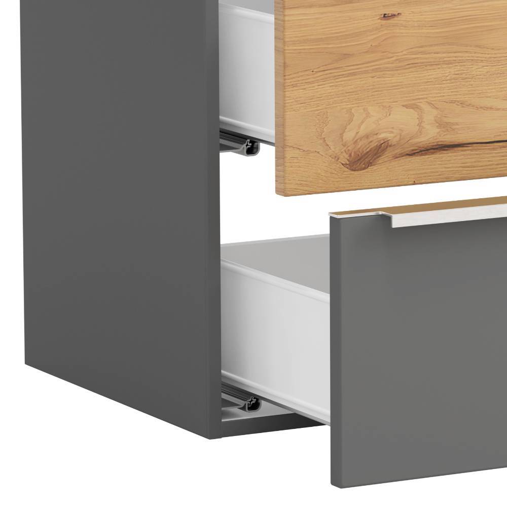 60cm Waschbeckenschrank in Mattgrau - Reill