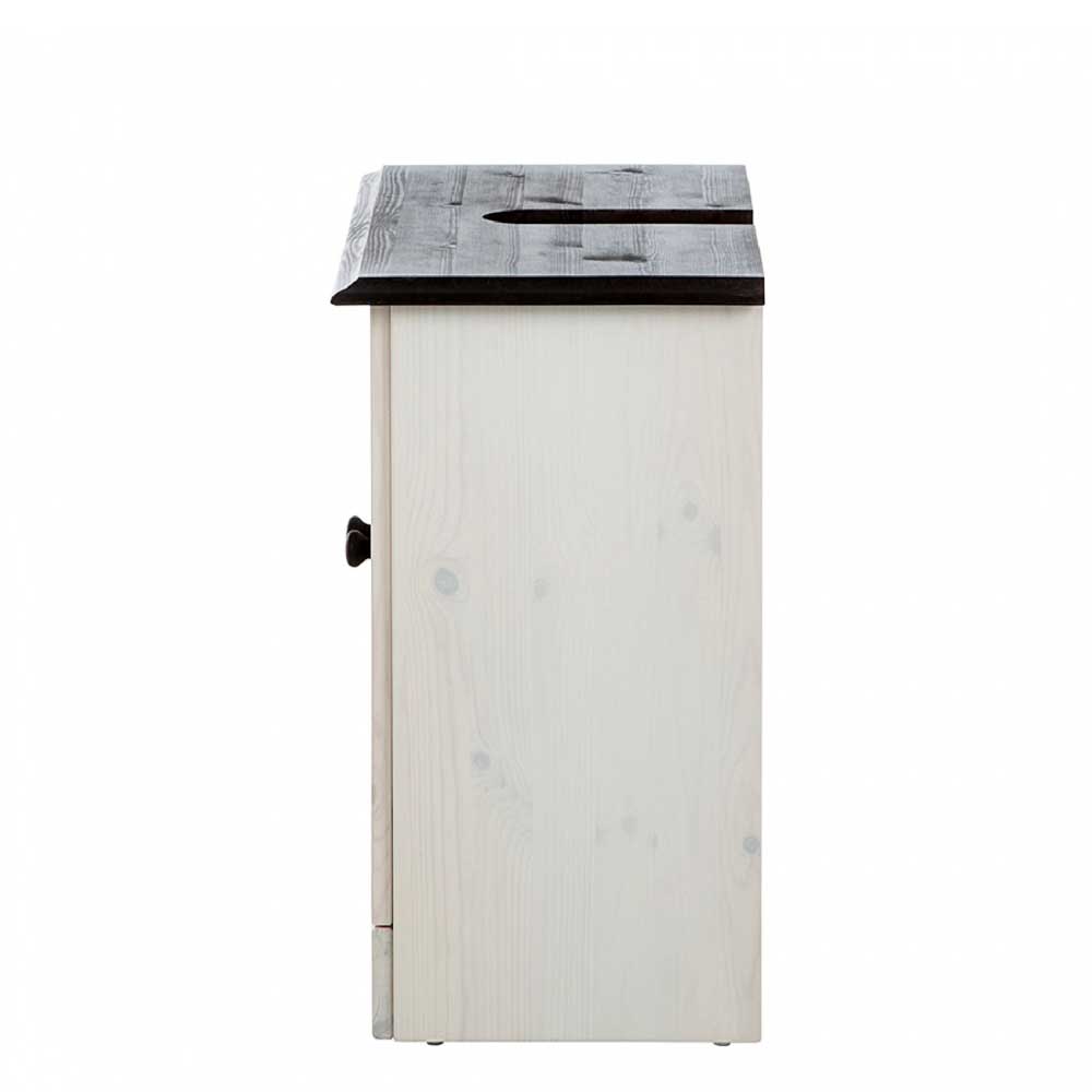 Waschbeckenunterschrank in Weiß mit Dunkelbraun - Malka