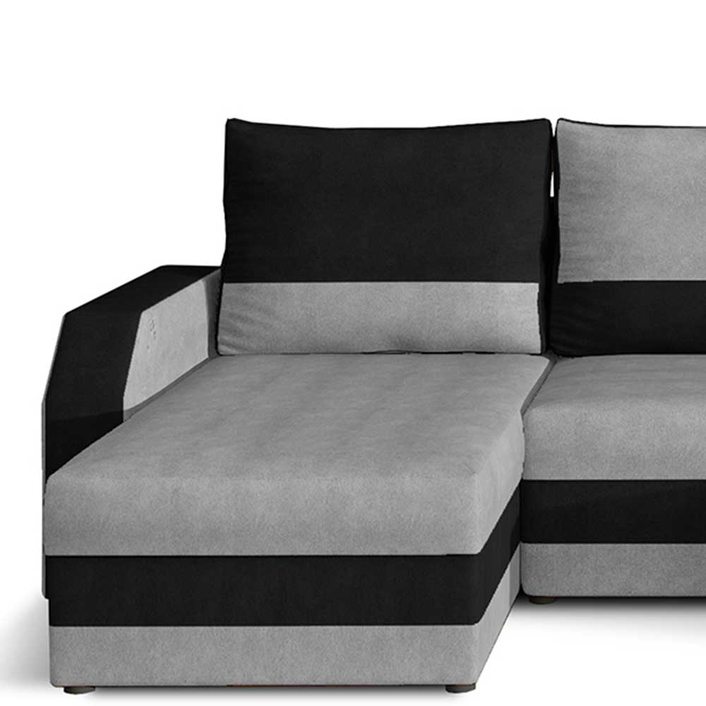 U-Sofa in Hellgrau und Schwarz - Abeigh